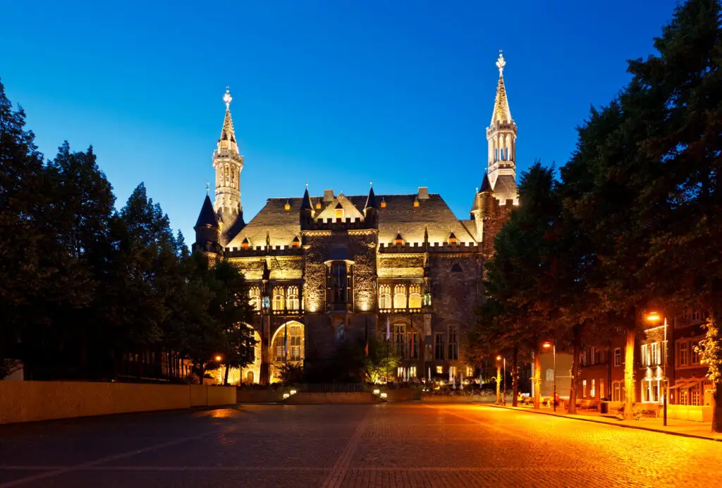 Aachen Town Hall At Night, Germany