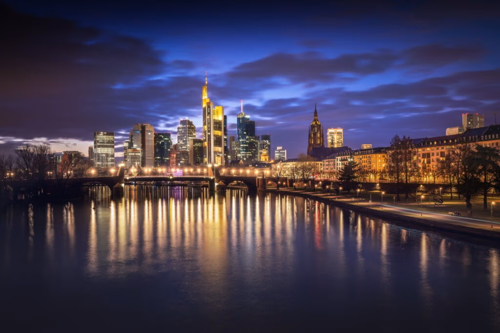 Frankfurt skyline at night - Frankfurt, Germany