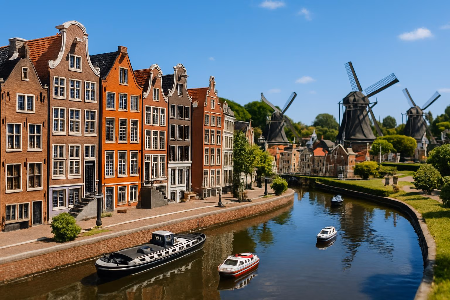 Amsterdam'da Çocukla Tatil: Aile Dostu Rotalar ve Eğlence Mekanları (2026) 1 Madurodam minyatür parkında Hollanda manzaraları (yel değirmenleri, kanallar, küçük evler) — Amsterdam çocukla tatil aile aktivitesi