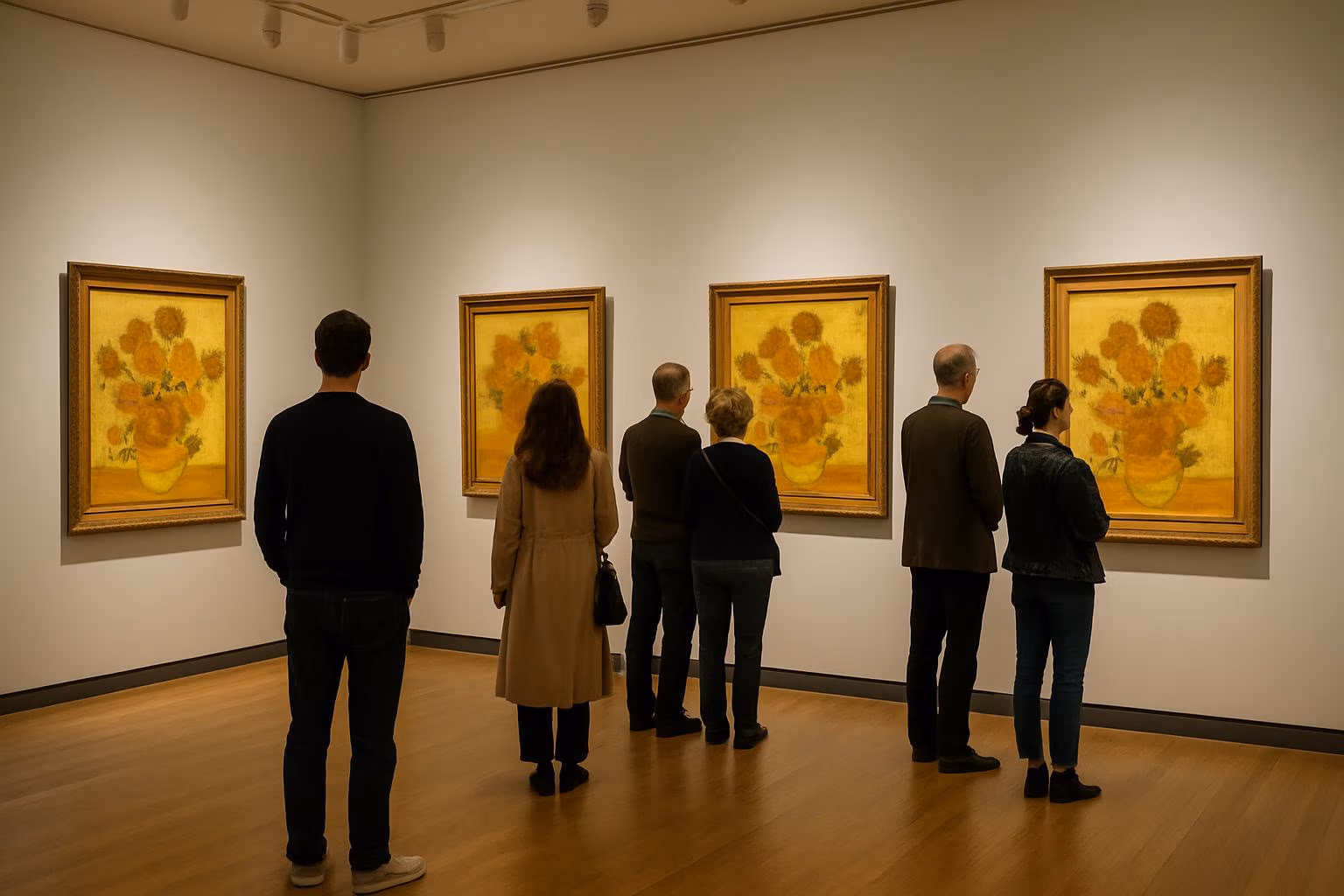 Van Gogh Müzesi Tam Rehber: Bilet, Sıra Beklememe, En İyi Saatler (2026) 1 Van Gogh Müzesi iç mekanında galeri salonu ve ziyaretçiler — Van Gogh Müzesi en iyi ziyaret saatleri ve gezi rotası