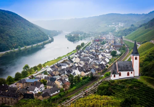 Landscape with the river Moselle in Germany. panorama of Moselle